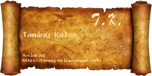 Tamásy Kolos névjegykártya